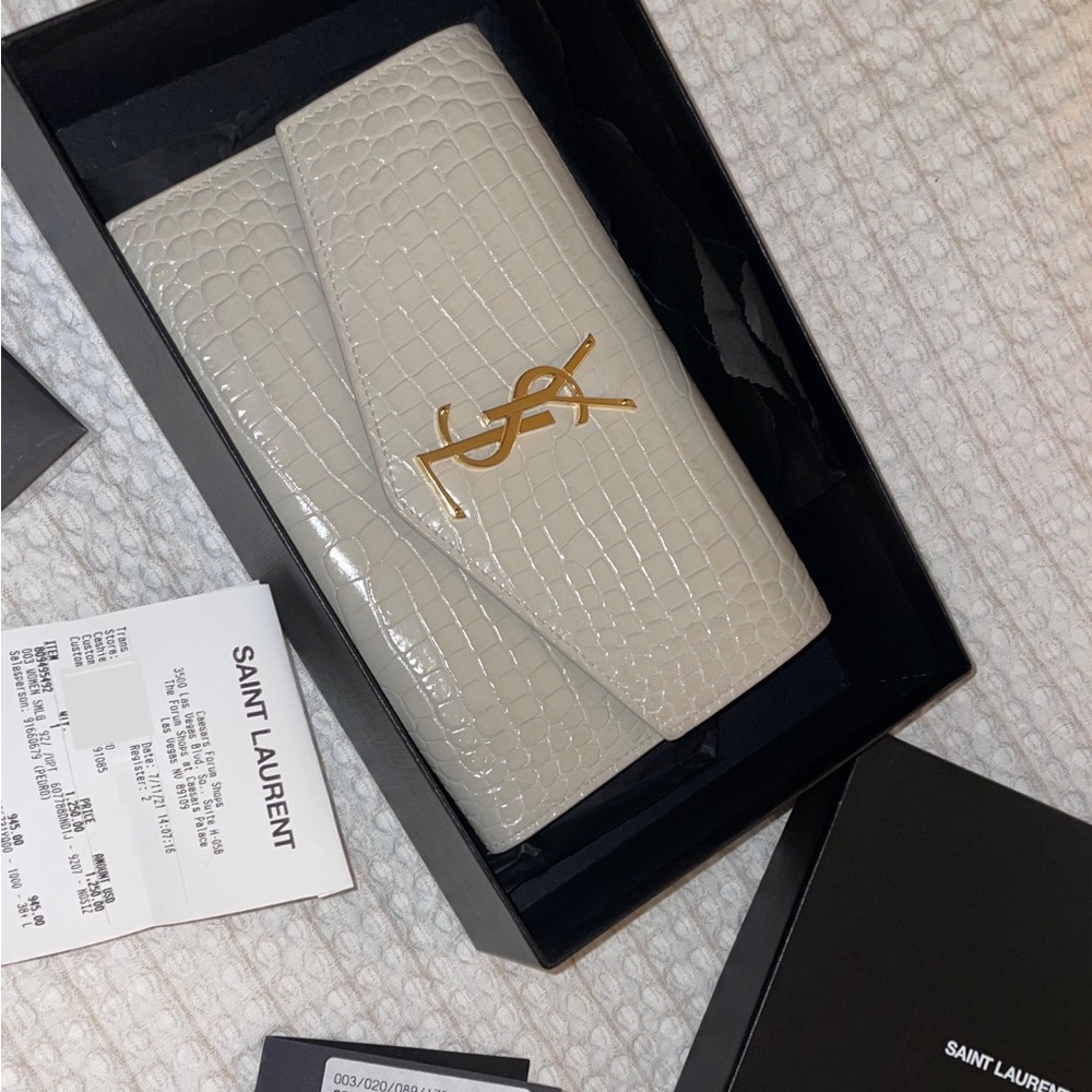 YSL SAINT LAURENT( Uptown croc-effect patent-leather shoulder bag)